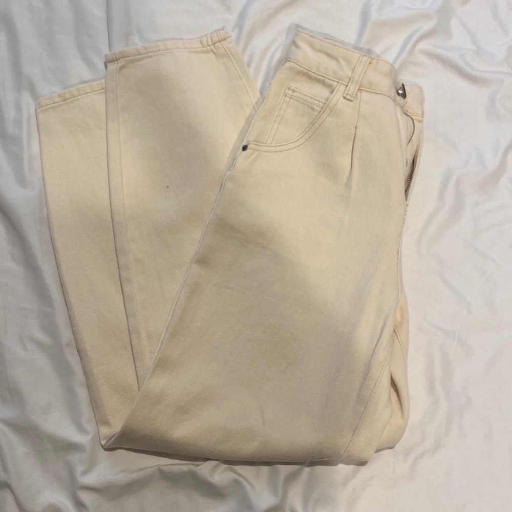 Khaki Beige Mom Jeans